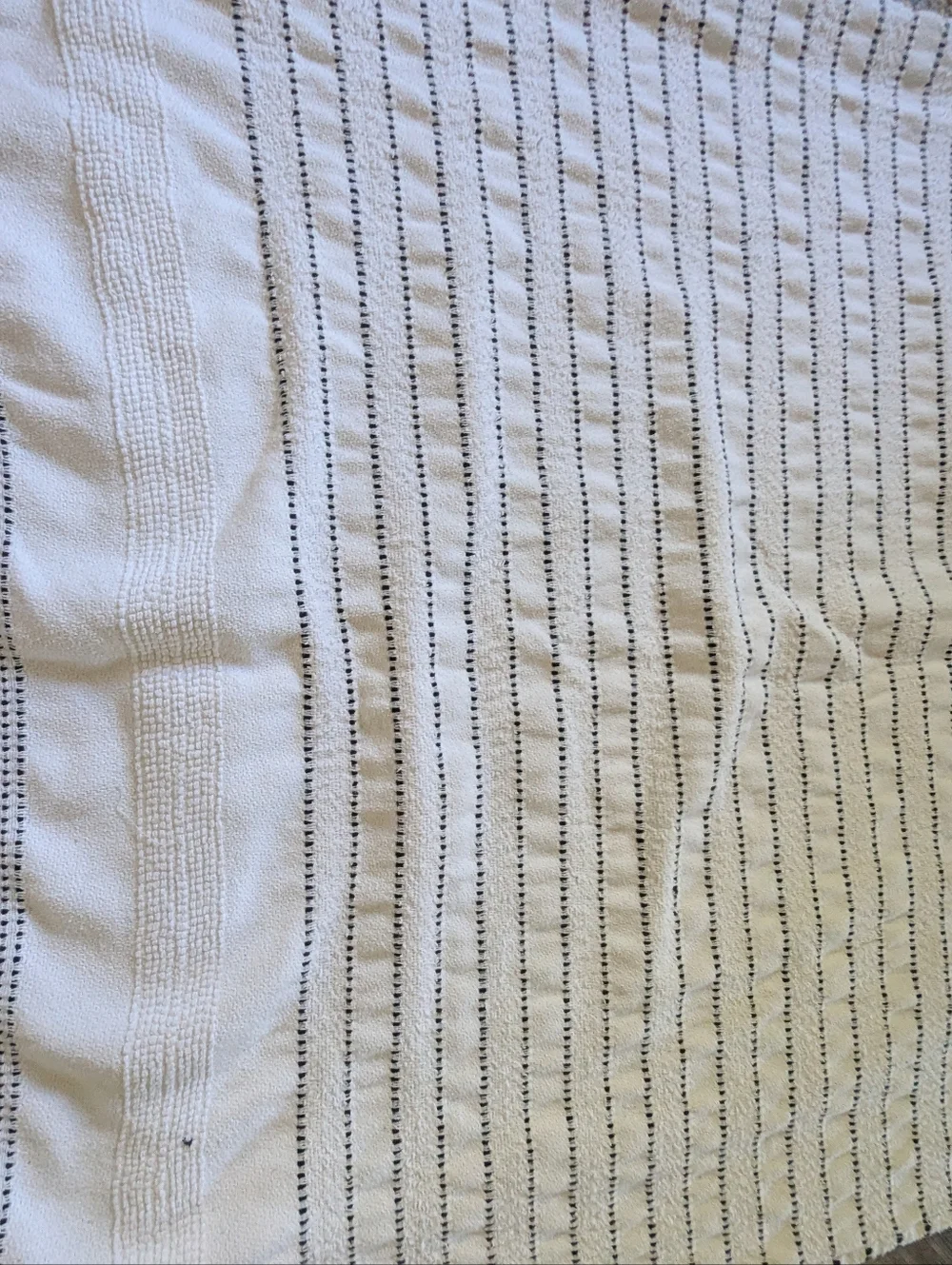 Black White Striped Cotton Throw Blanket Tassel 46x70 Farmhouse Boho Textured